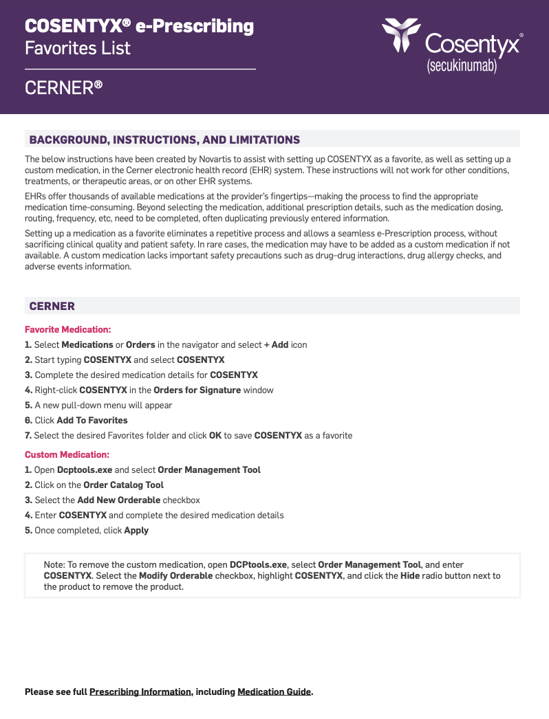 Cerner Favorites List Tip Sheet