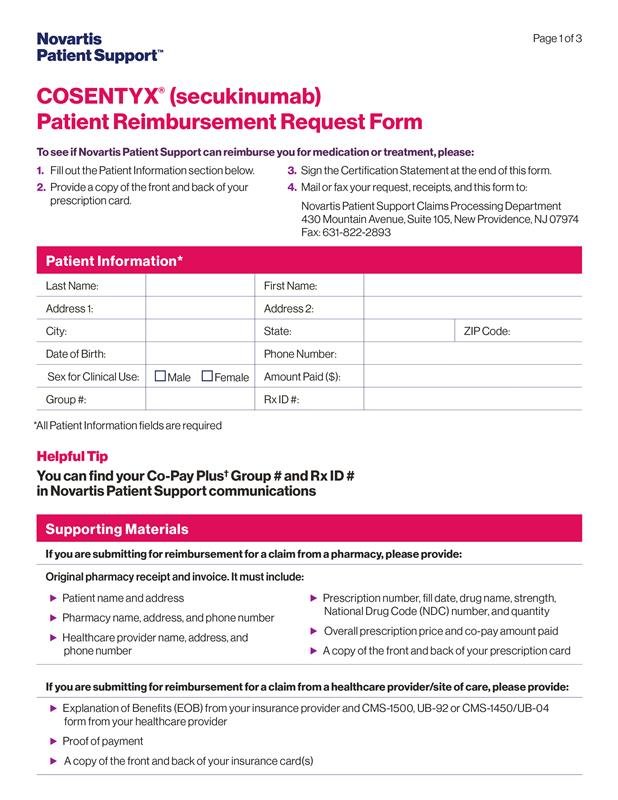 IV Patients Co-Pay Plus Claim Form