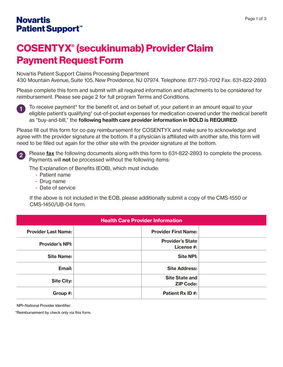 IV Provider Co-Pay Plus Claim Form