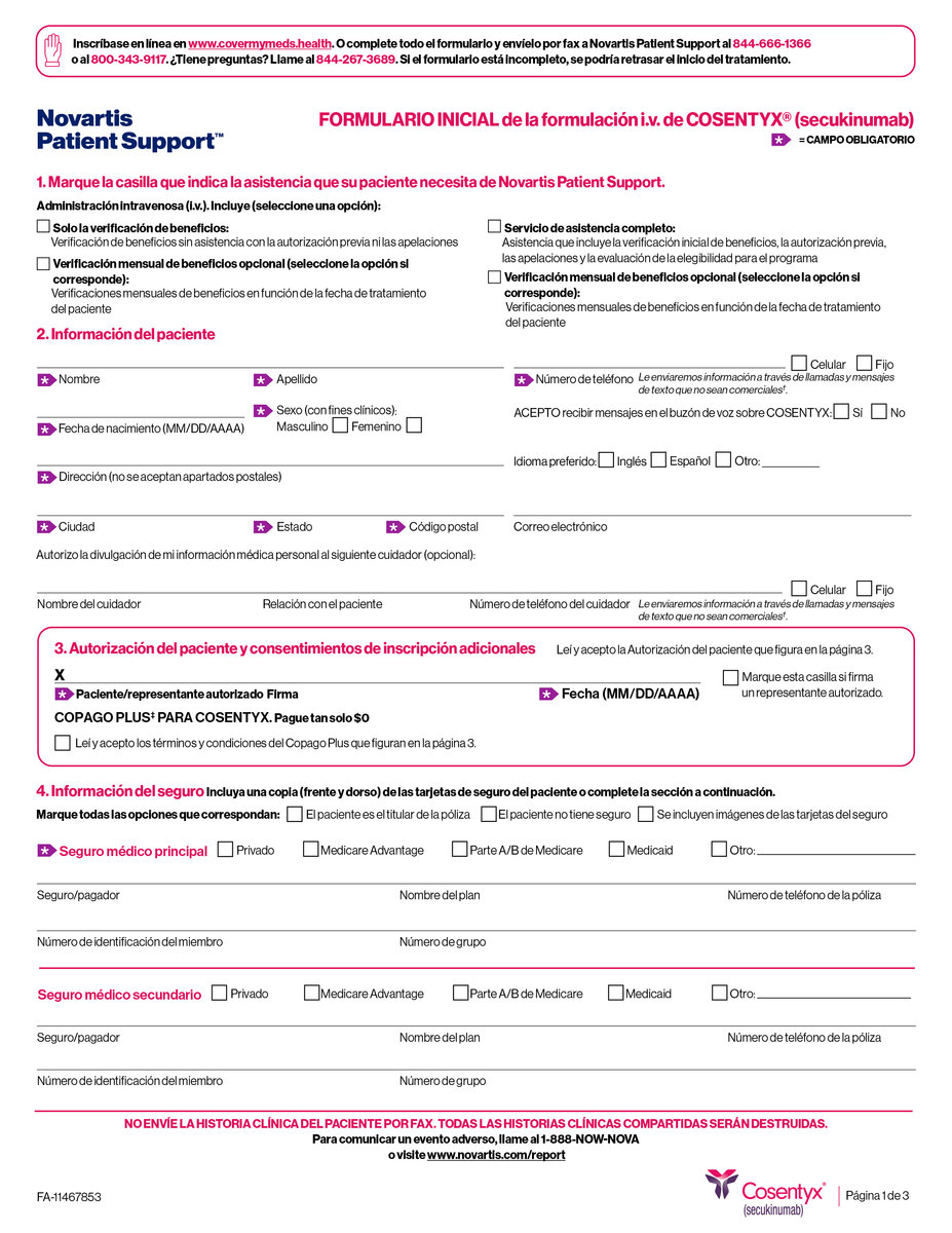 IV Start Form (en español)