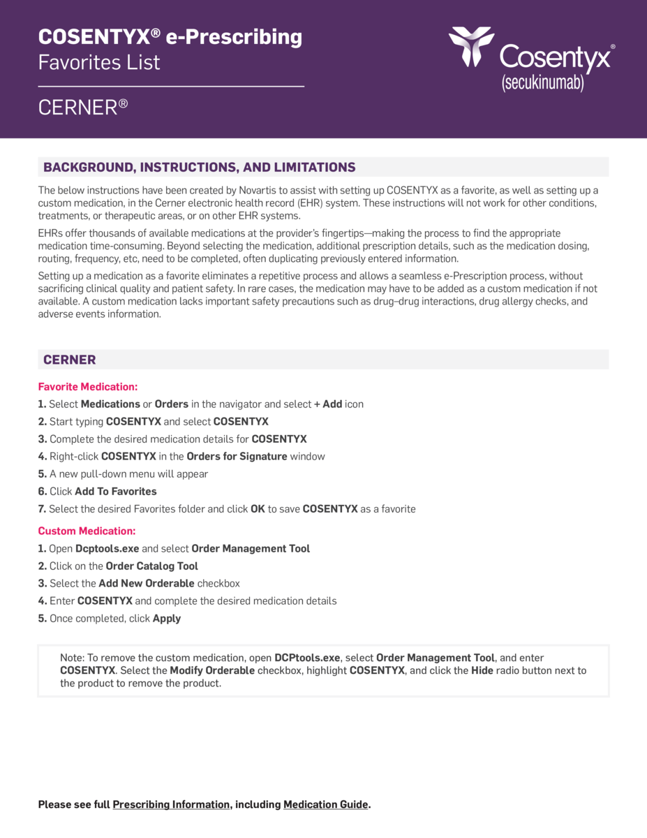 Cerner Favorites List Tip Sheet