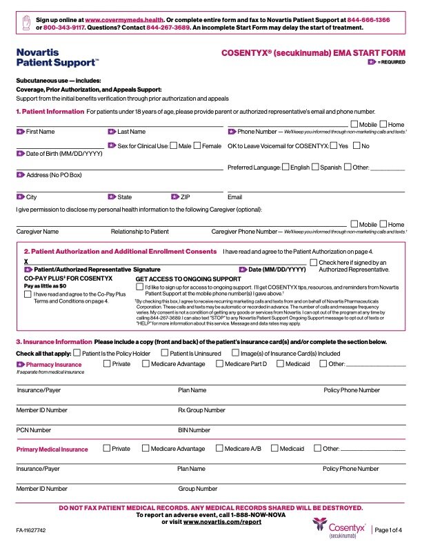 EMA start form