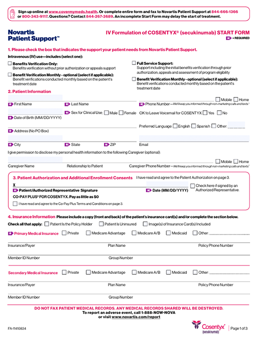 IV Start Form