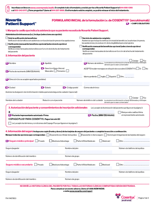 IV Start Form (en español)